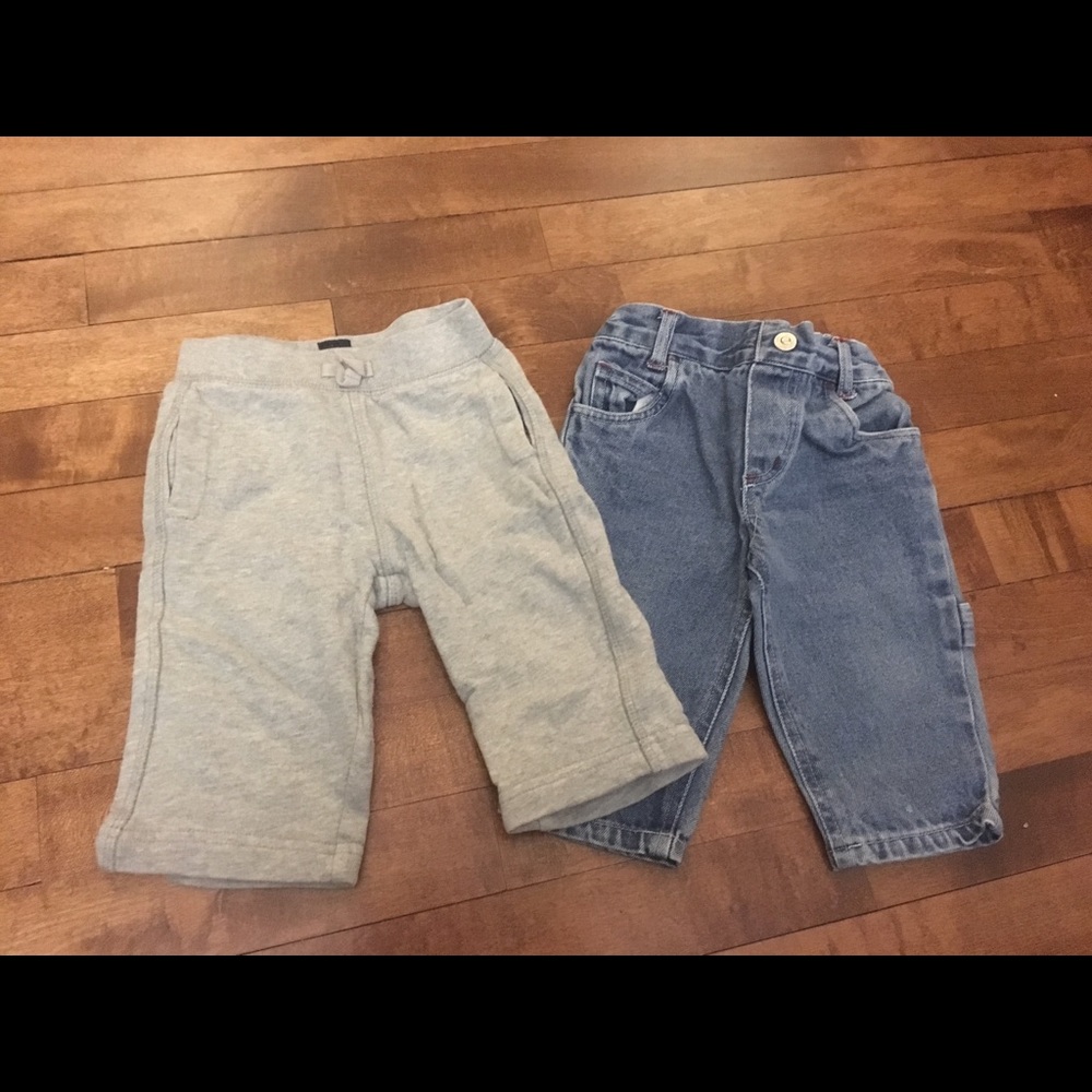 Pair of 6-9 Month Pants - Baby Gap Sweats + Jeans